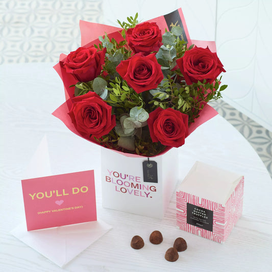 Half Dozen Large-headed Red Rose Valentine's Gift Set